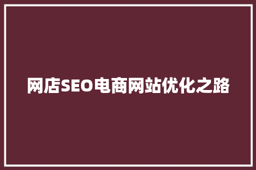 网店SEO电商网站优化之路  第1张