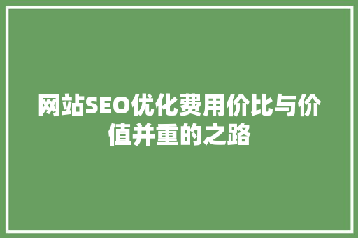 网站SEO优化费用价比与价值并重的之路