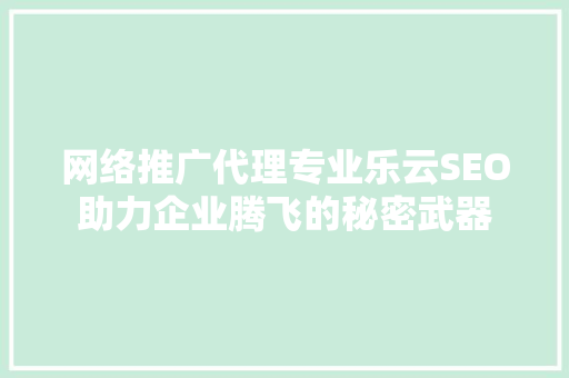 网络推广代理专业乐云SEO助力企业腾飞的秘密武器