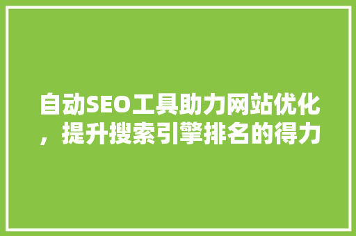 自动SEO工具助力网站优化，提升搜索引擎排名的得力助手