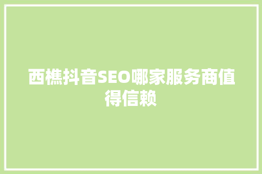 西樵抖音SEO哪家服务商值得信赖