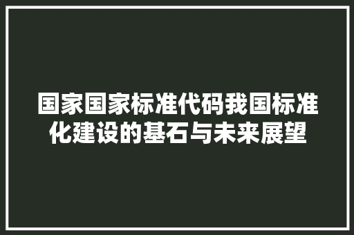 国家国家标准代码我国标准化建设的基石与未来展望