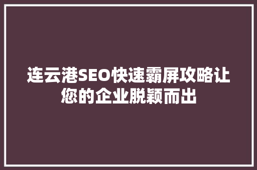 连云港SEO快速霸屏攻略让您的企业脱颖而出