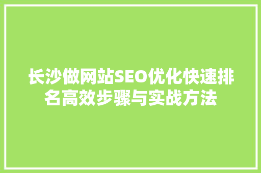 长沙做网站SEO优化快速排名高效步骤与实战方法