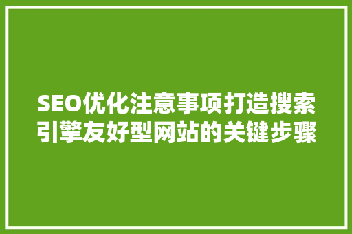 SEO优化注意事项打造搜索引擎友好型网站的关键步骤