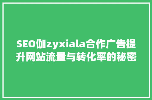 SEO伽zyxiala合作广告提升网站流量与转化率的秘密武器