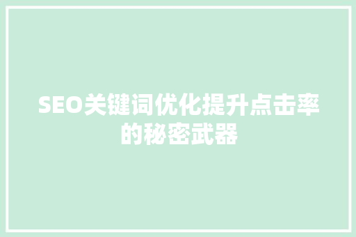 SEO关键词优化提升点击率的秘密武器  第1张