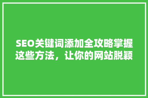 SEO关键词添加全攻略掌握这些方法，让你的网站脱颖而出