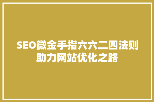 SEO微金手指六六二四法则助力网站优化之路  第1张
