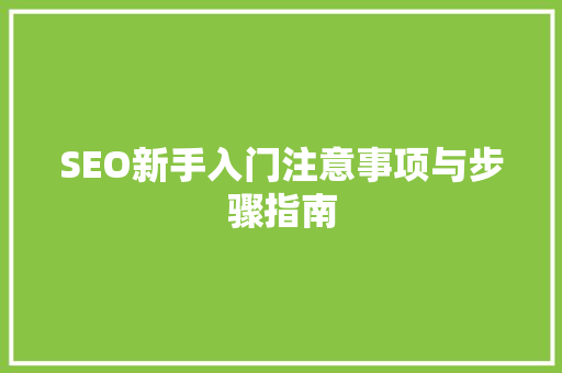 SEO新手入门注意事项与步骤指南