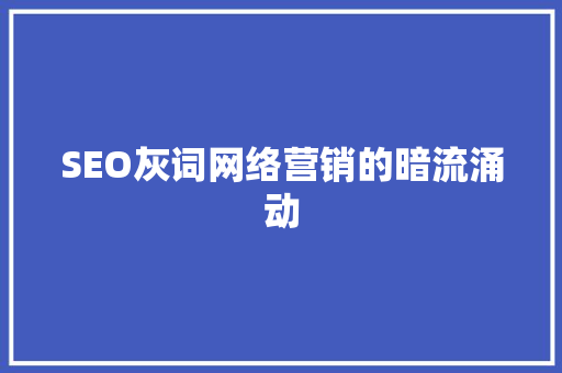 SEO灰词网络营销的暗流涌动