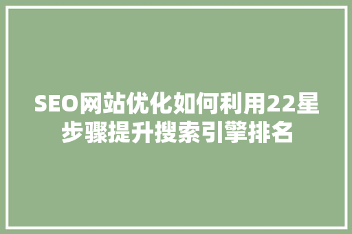SEO网站优化如何利用22星步骤提升搜索引擎排名