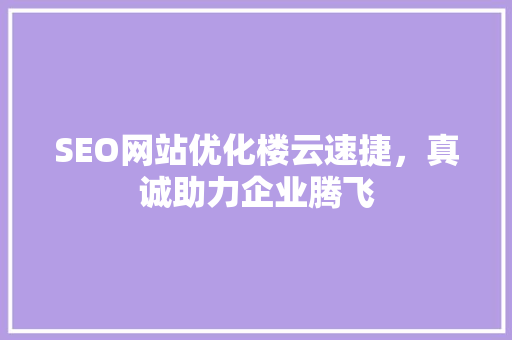 SEO网站优化楼云速捷，真诚助力企业腾飞