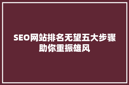 SEO网站排名无望五大步骤助你重振雄风  第1张