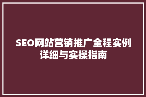 SEO网站营销推广全程实例详细与实操指南