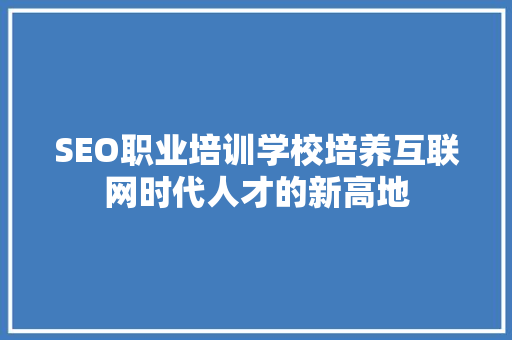 SEO职业培训学校培养互联网时代人才的新高地  第1张