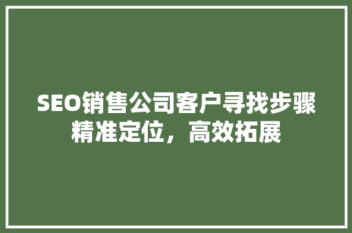 SEO销售公司客户寻找步骤精准定位，高效拓展