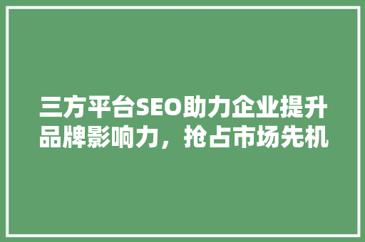 三方平台SEO助力企业提升品牌影响力，抢占市场先机