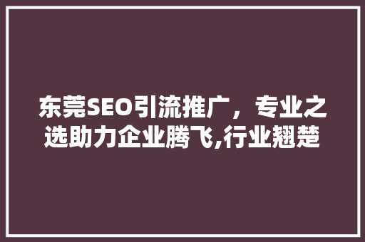 东莞SEO引流推广，专业之选助力企业腾飞,行业翘楚  第1张