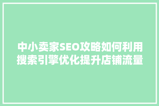 中小卖家SEO攻略如何利用搜索引擎优化提升店铺流量