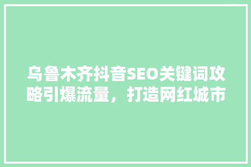 乌鲁木齐抖音SEO关键词攻略引爆流量，打造网红城市