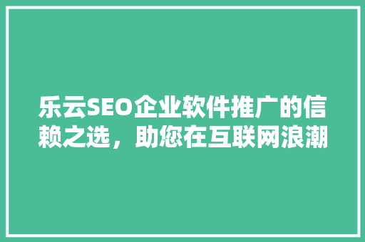 乐云SEO企业软件推广的信赖之选，助您在互联网浪潮中乘风破浪