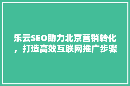 乐云SEO助力北京营销转化，打造高效互联网推广步骤