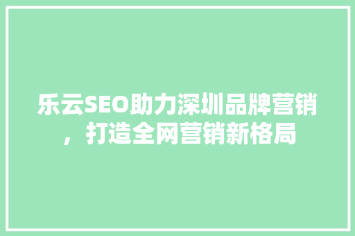 乐云SEO助力深圳品牌营销，打造全网营销新格局