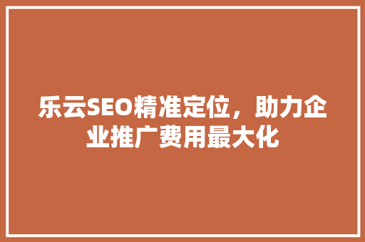 乐云SEO精准定位，助力企业推广费用最大化  第1张