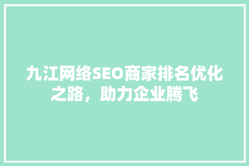 九江网络SEO商家排名优化之路，助力企业腾飞