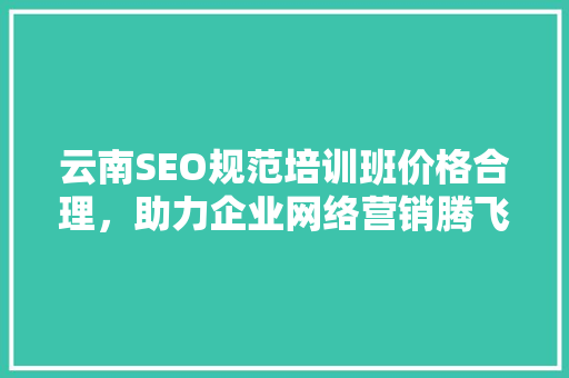 云南SEO规范培训班价格合理，助力企业网络营销腾飞  第1张