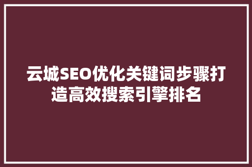 云城SEO优化关键词步骤打造高效搜索引擎排名