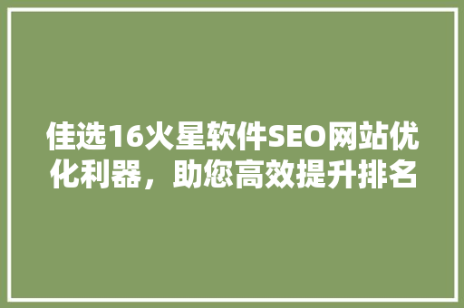 佳选16火星软件SEO网站优化利器，助您高效提升排名  第1张
