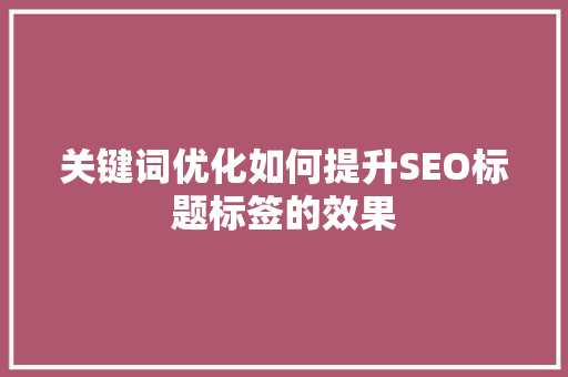 关键词优化如何提升SEO标题标签的效果