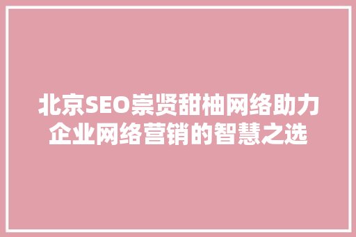 北京SEO崇贤甜柚网络助力企业网络营销的智慧之选