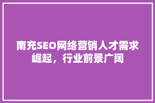 南充SEO网络营销人才需求崛起，行业前景广阔