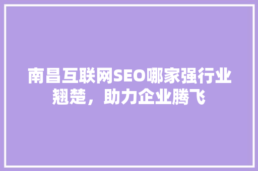 南昌互联网SEO哪家强行业翘楚，助力企业腾飞
