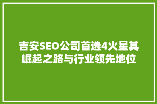 吉安SEO公司首选4火星其崛起之路与行业领先地位