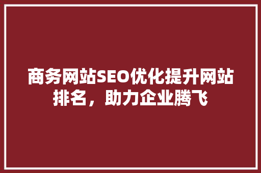 商务网站SEO优化提升网站排名，助力企业腾飞  第1张