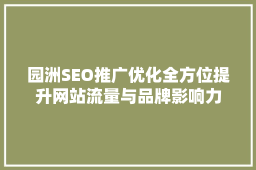 园洲SEO推广优化全方位提升网站流量与品牌影响力