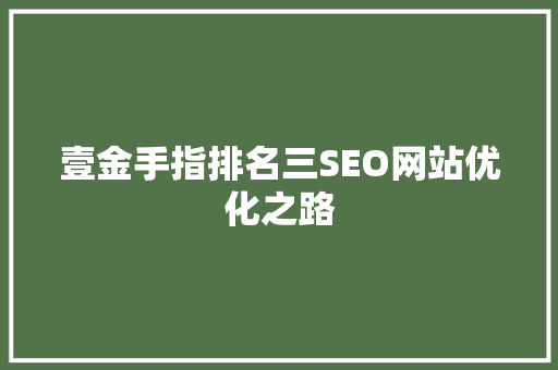 壹金手指排名三SEO网站优化之路