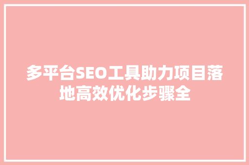 多平台SEO工具助力项目落地高效优化步骤全