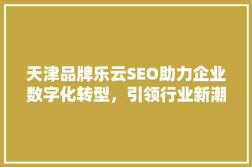 天津品牌乐云SEO助力企业数字化转型，引领行业新潮流