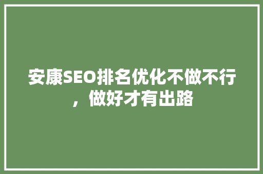 安康SEO排名优化不做不行，做好才有出路