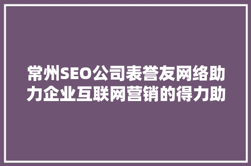 常州SEO公司表誉友网络助力企业互联网营销的得力助手