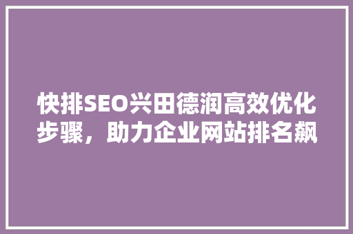 快排SEO兴田德润高效优化步骤，助力企业网站排名飙升  第1张