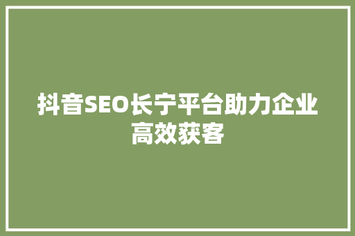 抖音SEO长宁平台助力企业高效获客
