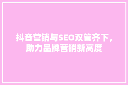 抖音营销与SEO双管齐下，助力品牌营销新高度