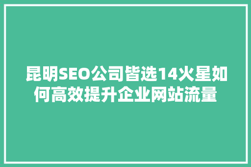 昆明SEO公司皆选14火星如何高效提升企业网站流量