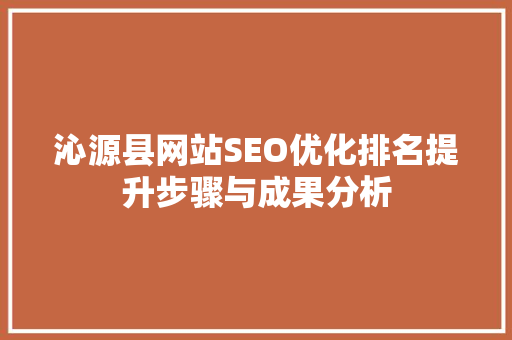 沁源县网站SEO优化排名提升步骤与成果分析